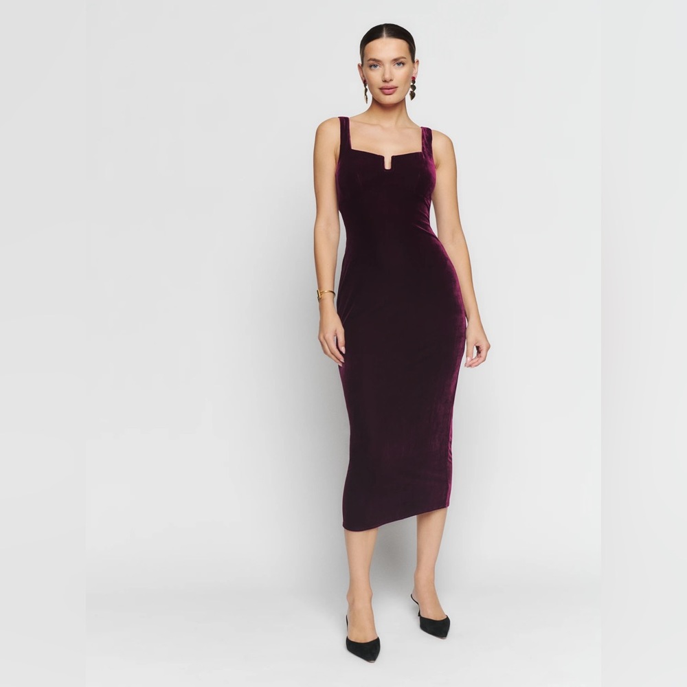 NWT Reformation Lillee Knit Dress Crimson Velvet Small